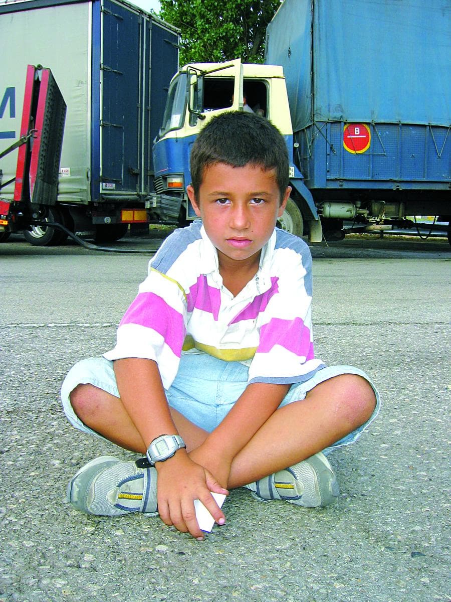 niños en camión